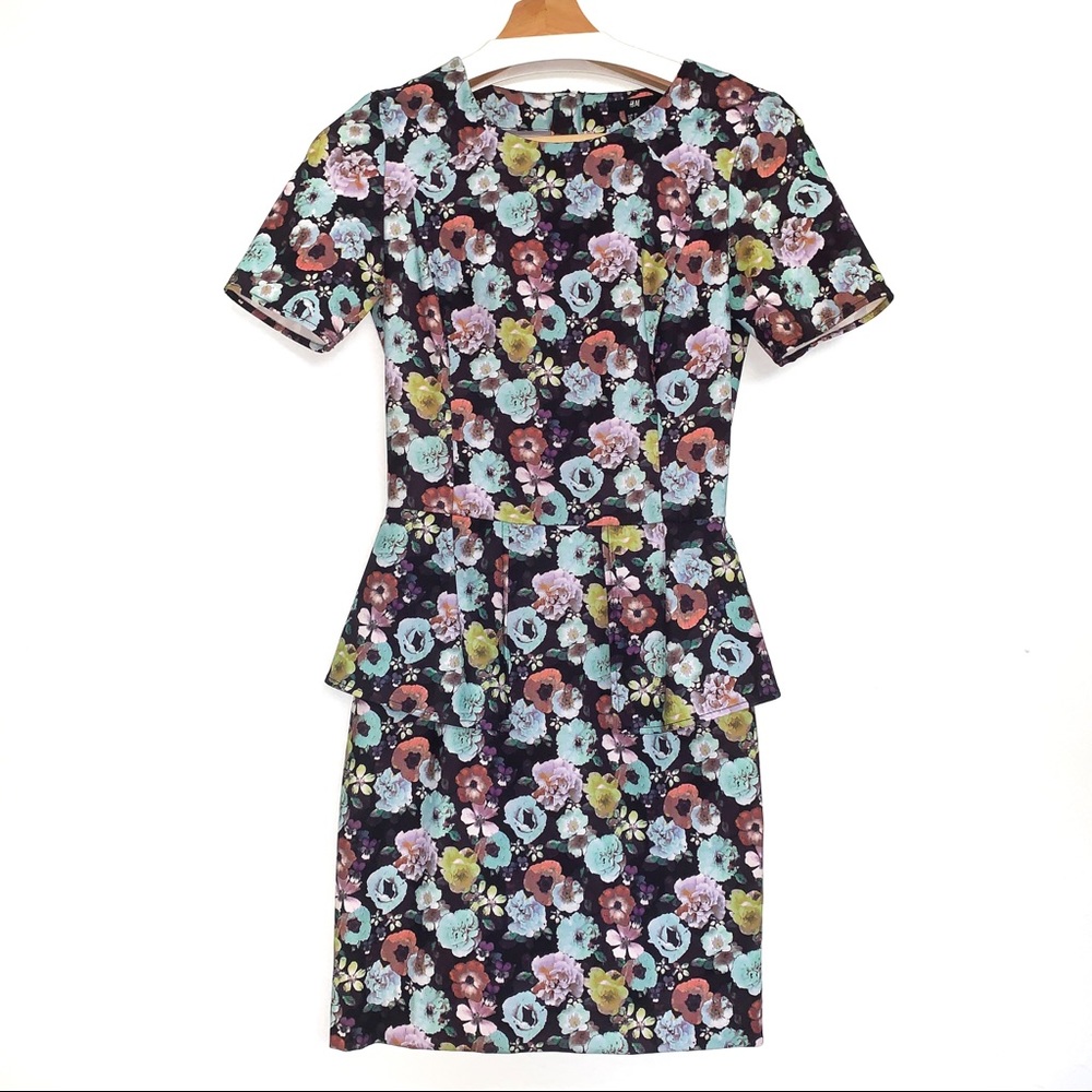 H&M Peplum Floral Print Dress with back zipper